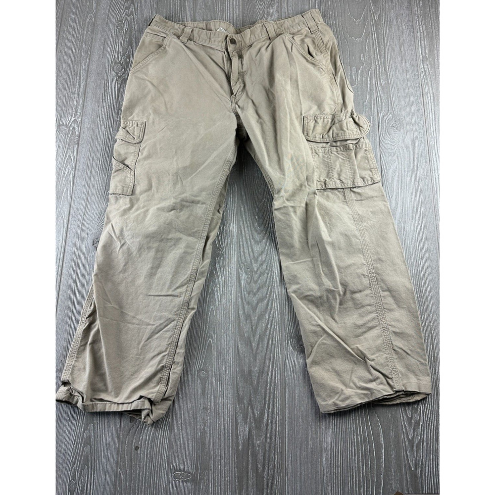 CARHARTT Mens 38x30 Original Dungaree Fit Carpenter Cargo Pants Tan Khaki B260